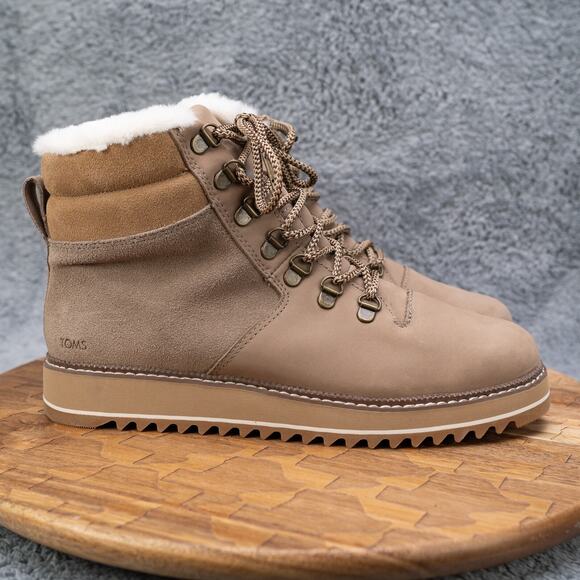 TOMS Mojave Lace Up Water Resistant Boot in Doe Nubuck Sz 10 EUC - Picture 1 of 8